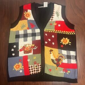 Blair vintage cottage country knit women's vest size XL